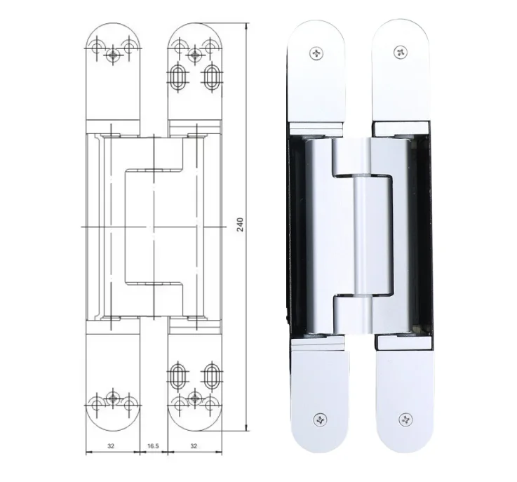Custom heavy duty 3D invisible adjustable concealed hinge zinc alloy hidden hinge for heavy duty gate wooden swing door