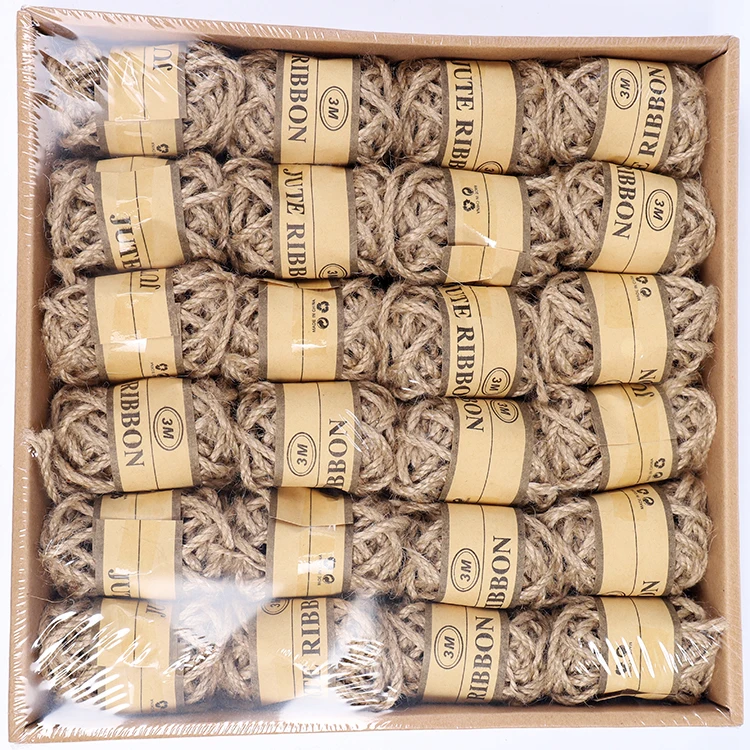 Wholesale 16 Designs 24 Rolls/box Colored Natural Jute Twine String Rope for Gift Packing and DIY Arts