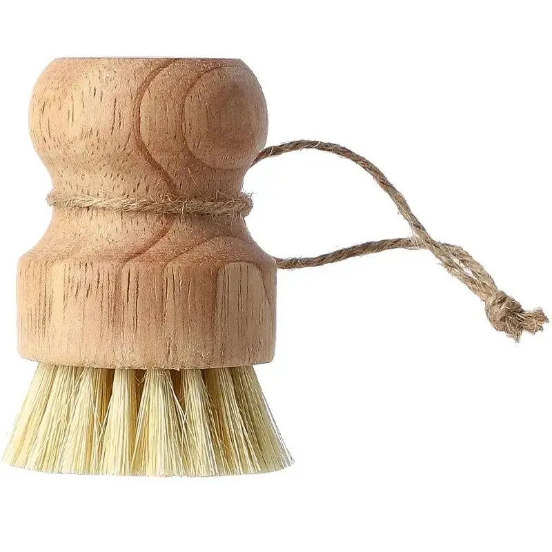 Wholesale natural scrub washing pot brush durable portable bamboo dish brush for kitchen