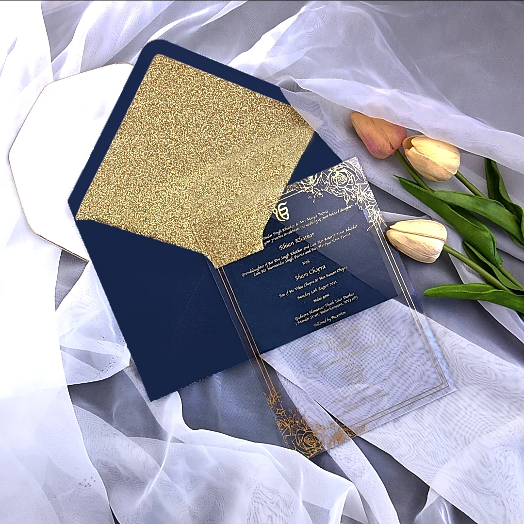 Luxury Acrylic Wedding Invitation Cards Custom Words UV Print Picture Pattern Birthday Party Invitation Postcard Blessing Card