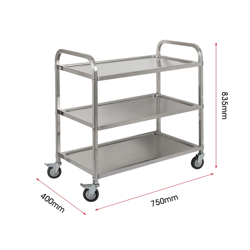 Заводская Настройка может быть оптовой четырехколесной трехэтажной тележкой из нержавеющей стали