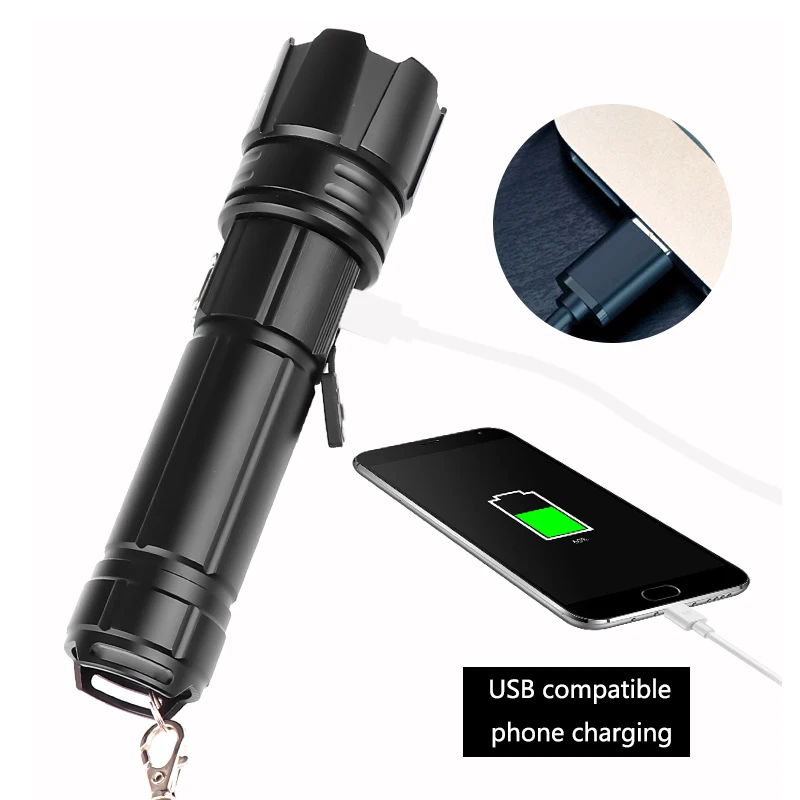 Высокий люмен XHP70 светодиодный USB супер яркий фонарик вспышка Мощный Ручной аккумулятор перезаряжаемый