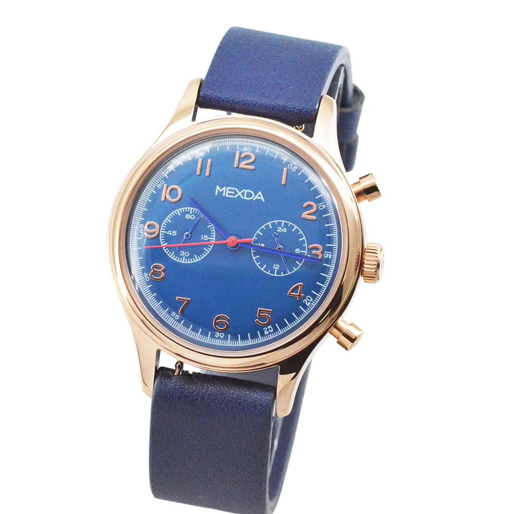 men leather watch classic dome vintage  Chronograph watch men orologio relojes hombre montre homme