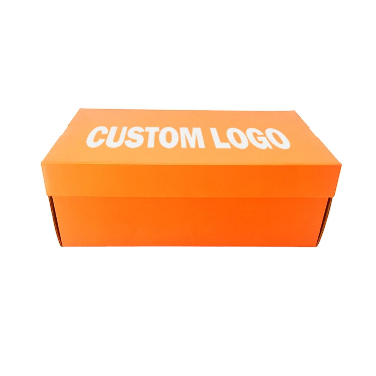 Zhize Branded Packaging Design Shoe Package Corrugated Orange  Sneaker Box Custom Shoe Boxes With Logo Packaging