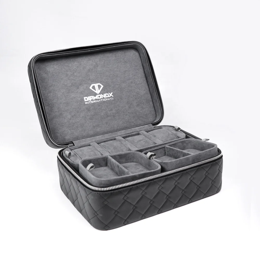 Небольшой минимальный заказ, роскошная коробка из искусственной кожи с логотипом на заказ для сережек, браслетов, ожерелий, колец, портативная дорожная коробка-органайзер для часов, ювелирных изделий