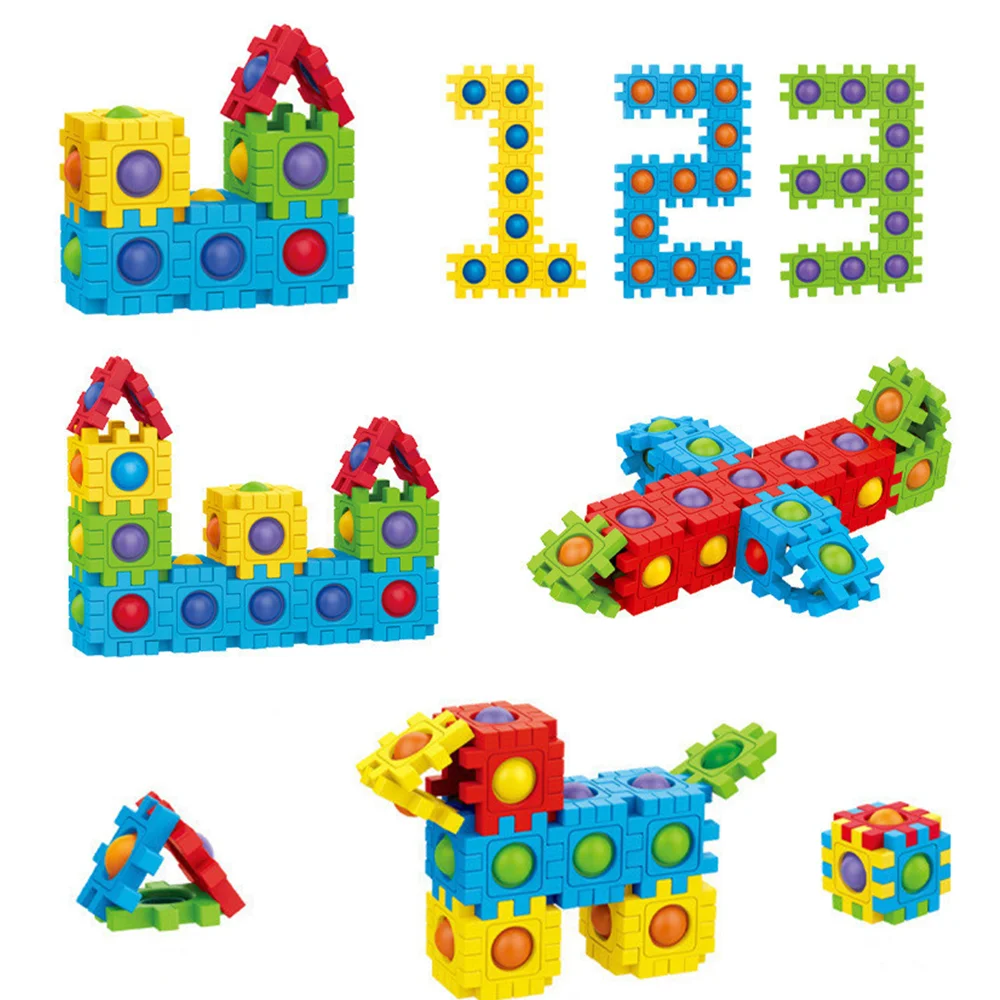 24 PCS Push it Bubble Blocks Sensory Fidget Toy Stress Relief & Autism Sensory Toy for Children