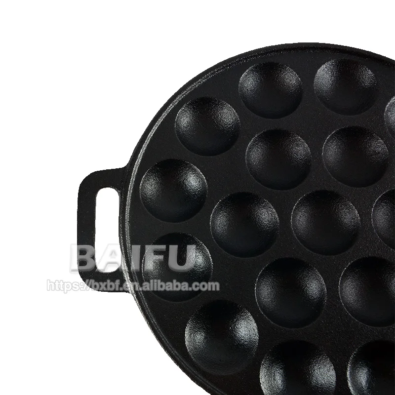 Factory Supply Pre-Seasoned Cast Iron Poffertjespan Dutch Mini Pancake Pans (19 Poffertjes)