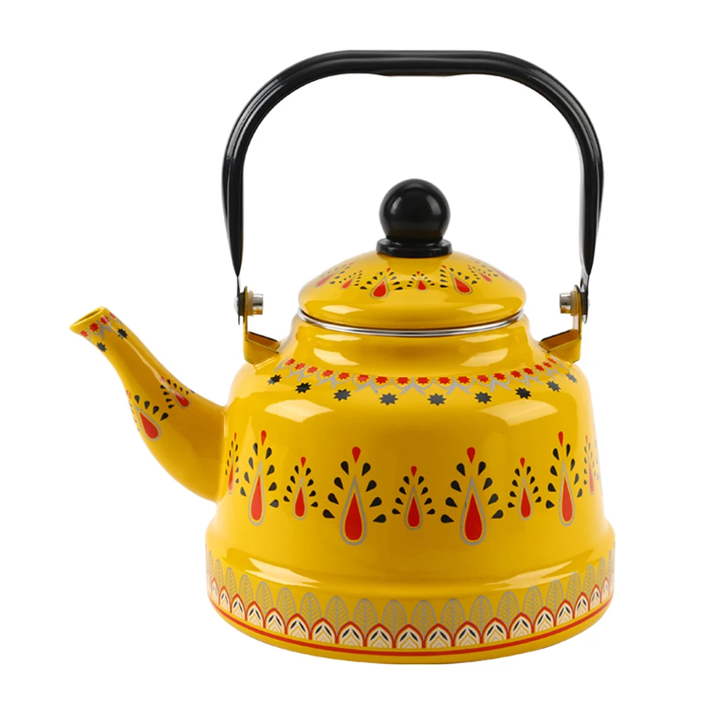 Best selling Arabic style 1.1L/1.7L/2.5L  yellow cooking pot turkish kitchenware enamel cookware kettle
