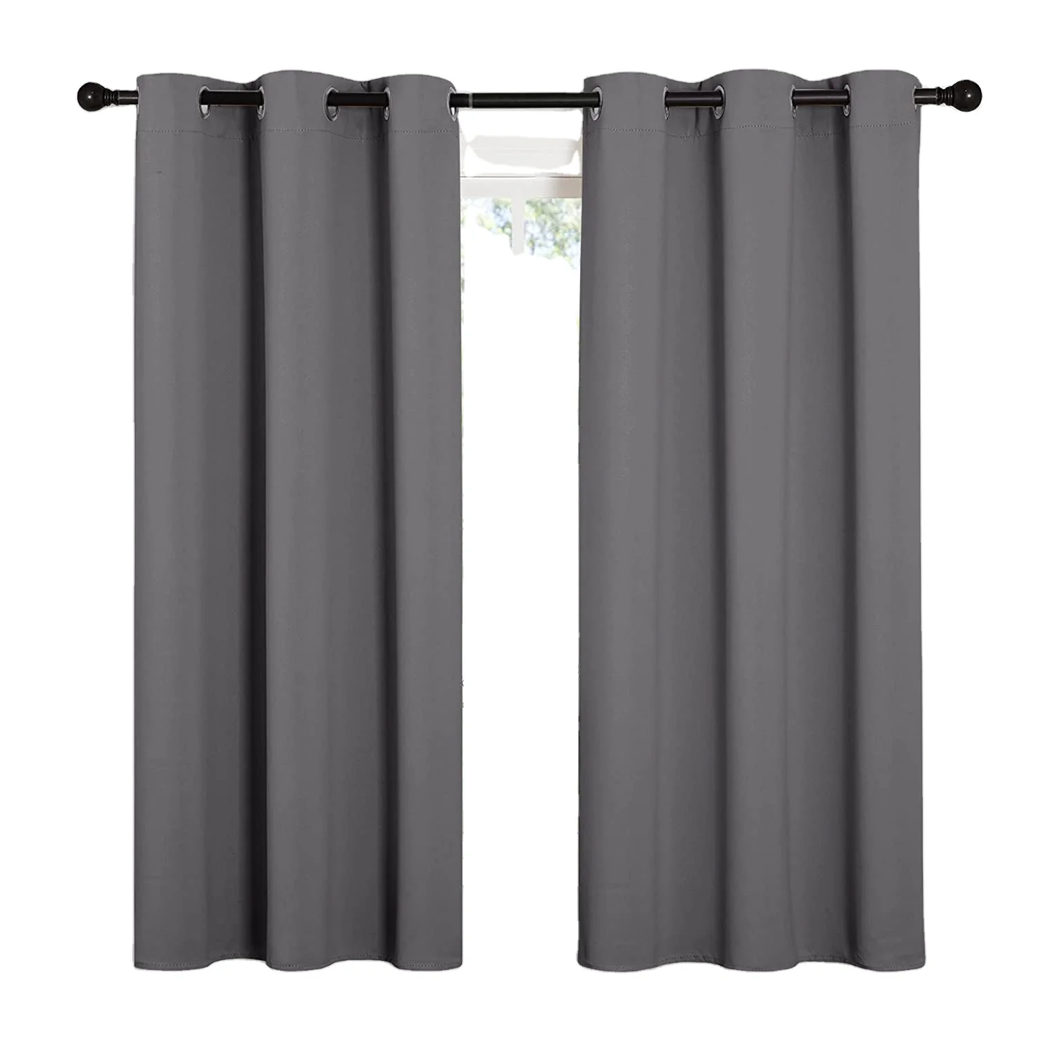 ATAYA Thermal Insulated Solid Grommet Blackout Curtain For Bedding