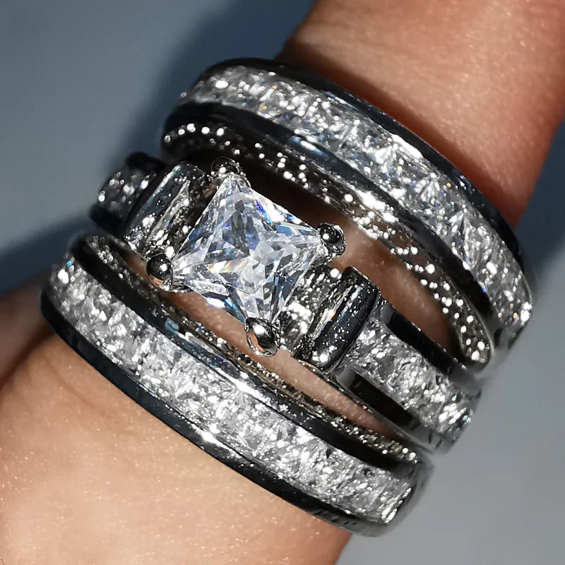 CAOSHI 3Pcs/Set Fashion Rings Set For Women Jewelry Gift Accessories Girls Female Engagement Wedding Luxury Ring Set