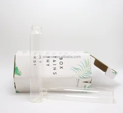 In stock clear empty 50ml 100ml cylinder tube wine glass bottle with silver screw cap and custom box