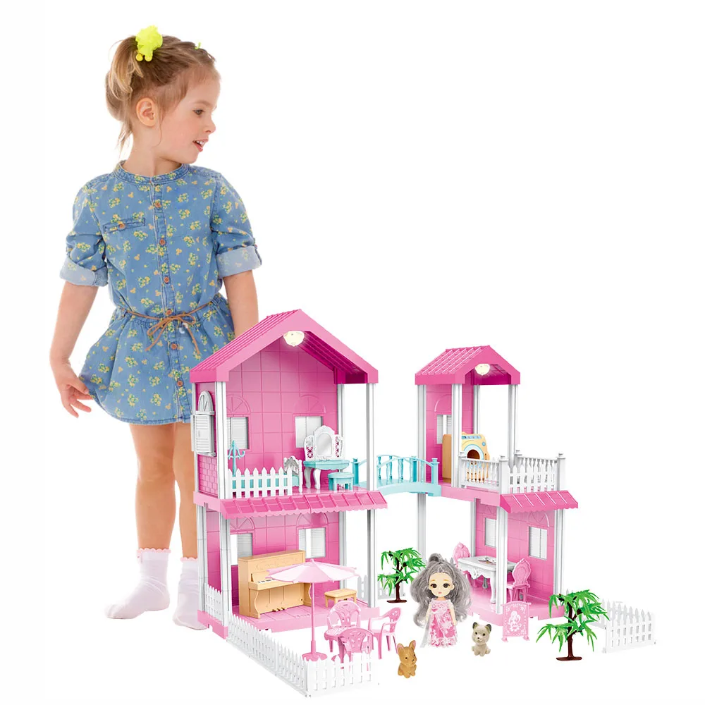 Qilong doll house big miniature furniture doll dream house kids toy house