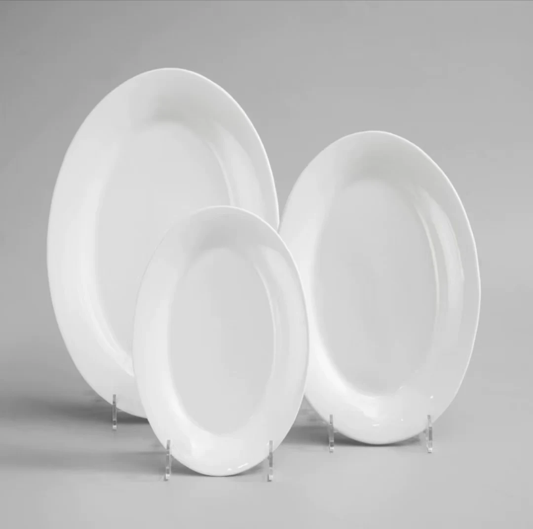 Sustainable Pure White Ceramic Rectangular Plate Europe-Style Fish Dish Glazed Rice Dish Technique