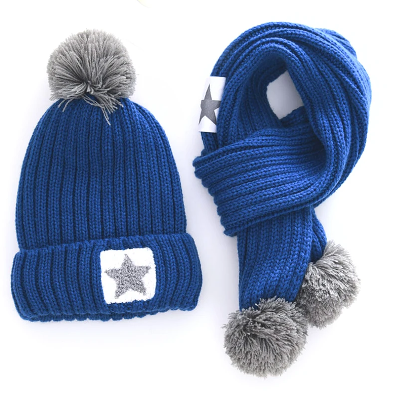 Wholesale boys kids toddles baby knitted two piece girls kids beanie and scarf set (1600428653745)