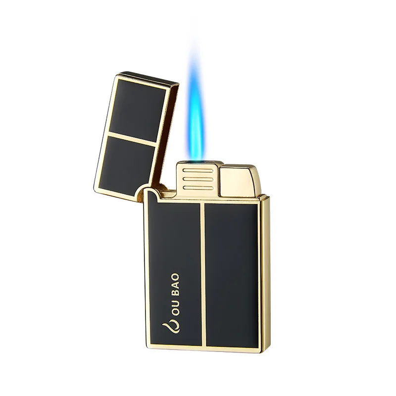 Metal Windproof Blue Jet Flame Torch Lighter Custom Logo Refillable Butane Gas Cigarette Lighter