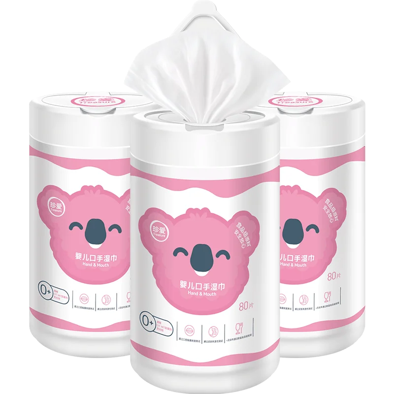 Treasure  80pcs NO MIT CIT Pure Water Aloe Plant Extract Soft Fabric Alcohol Free Baby Diaper Wipes