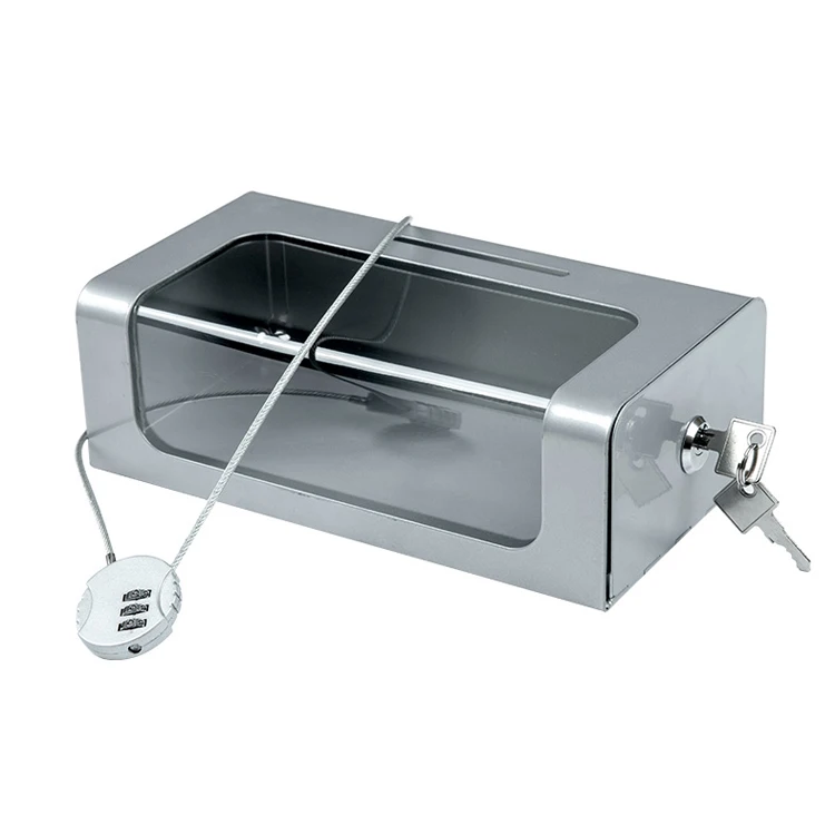 Metal acrylic waterproof donation box cash drop safe box with password lock