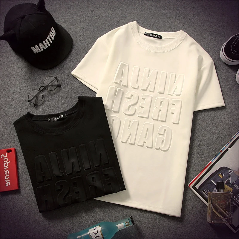 Modern fancywork Embossed Print men short sleeve Custom DesignCustom Tshirt Pattern 3d Design T-shirt