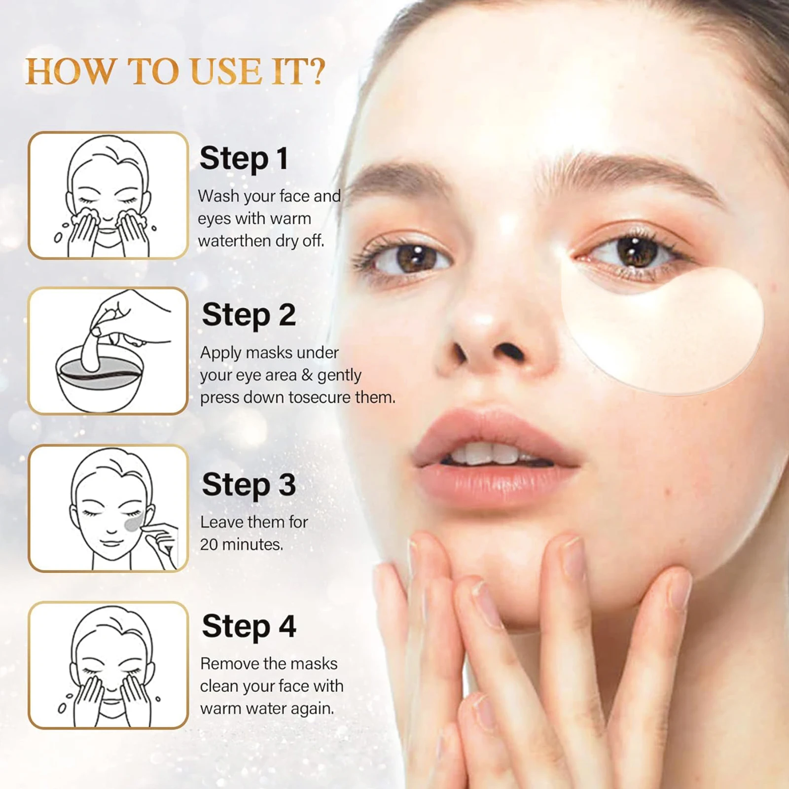 OEM Cosmetic Skin Care Collagen Under Eye Patches Anti-wrinkle Dark Circle Glitter Snail Eye Mask Patch