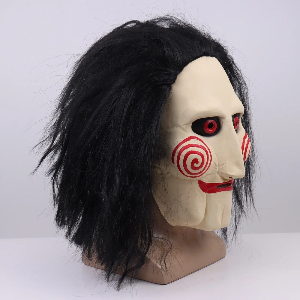 2023 Chainsaw Horror Mask With Wig Chainsaw Horror Massacre Movie Theme Halloween Cosplay Horror Latex Full Face Mask