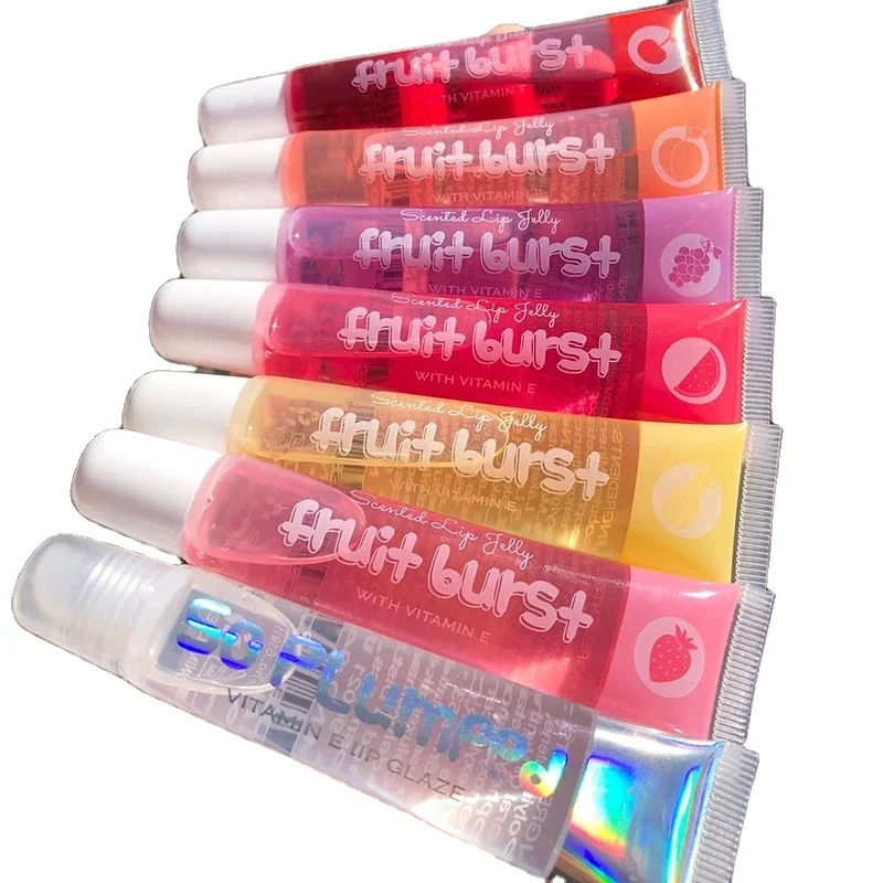 
Different color differnet fruit scent Transparent tube colorless moisturizing lip oil Jelly Shiny Lip gloss Matte Nude gloss 
