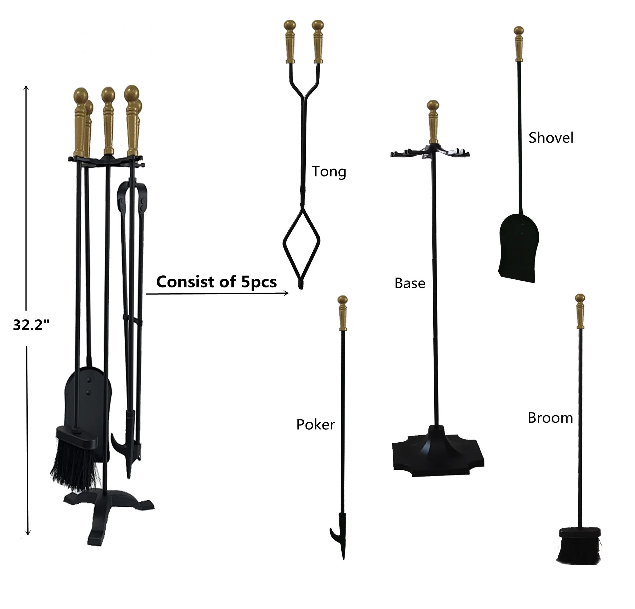 Набор аксессуаров для камина, комплект из 5 литров золотого чугуна, для дома и улицы