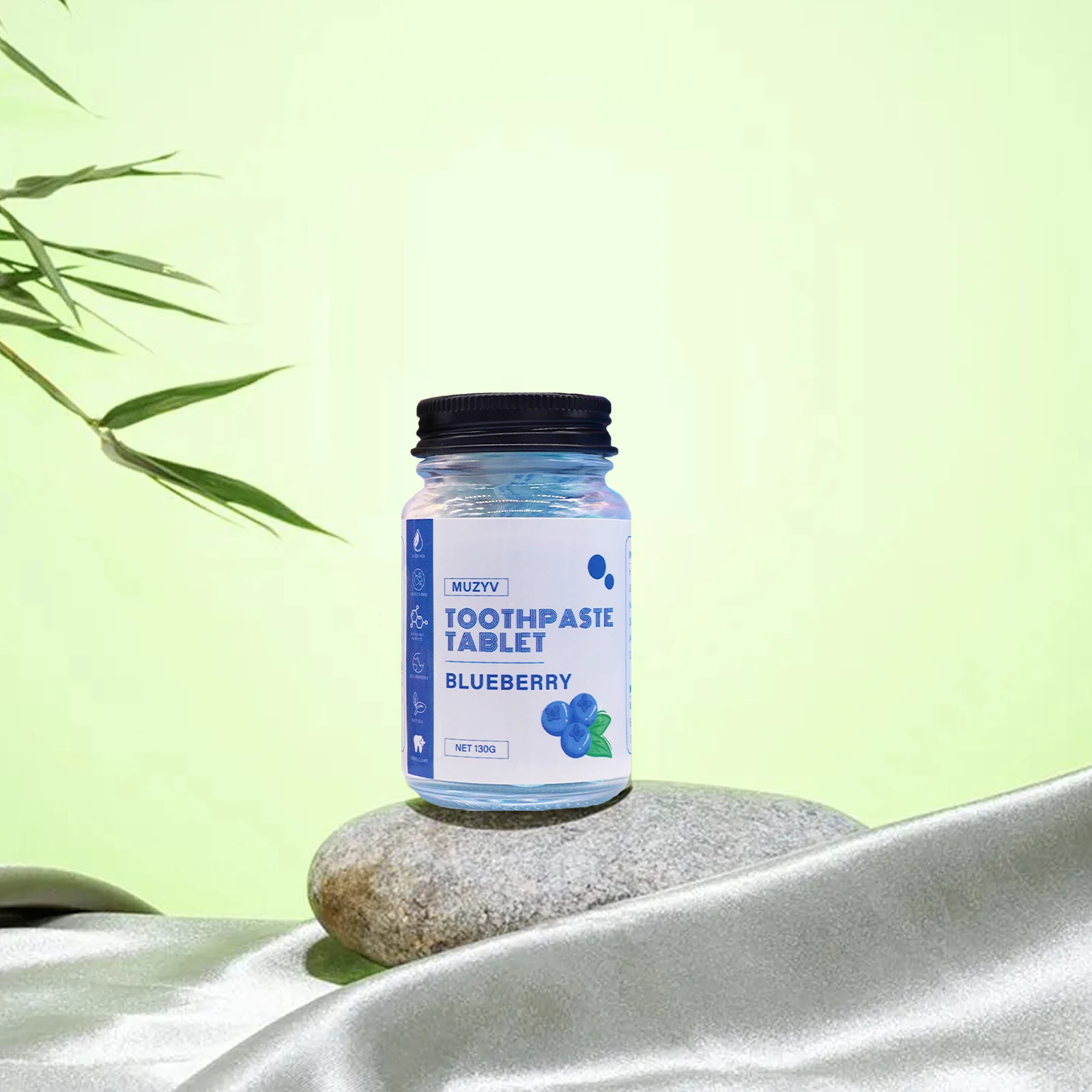 Muzhv Toothpaste Bits with Nano Hydroxyapatite - Eco and Travel-Friendly Whitening Toothpaste Tablets (Mint) 62 Count