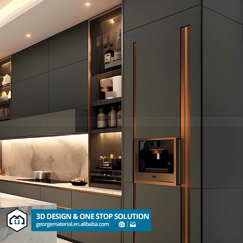 automatic Luxury Modern Good Sales Complete Stainless Steel Kitchen Unit Set Aluminum Cabinet Design For Kitchen