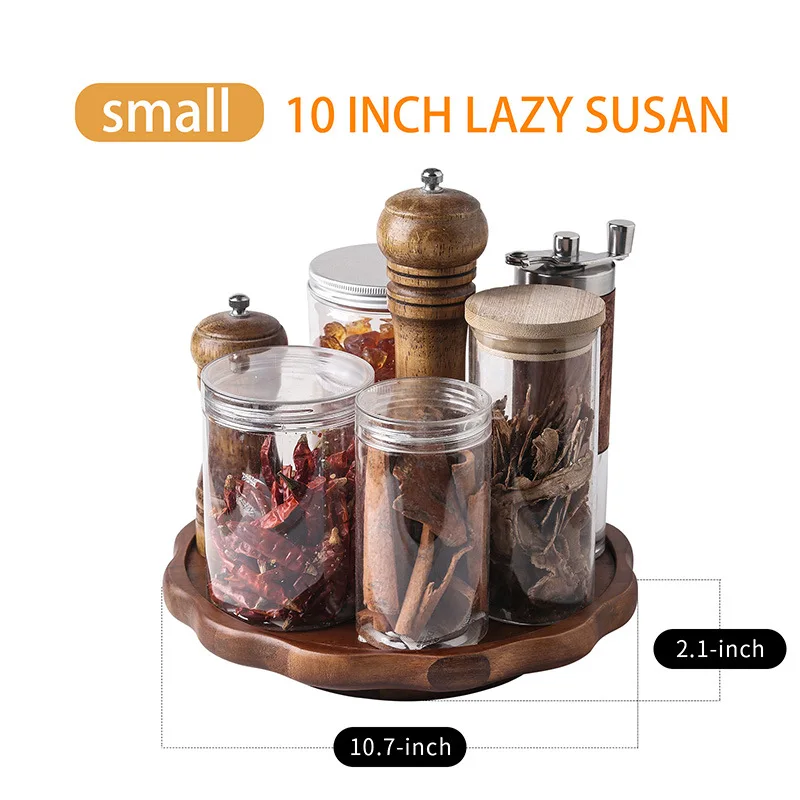 Rotating tray seasoning storage tray Amazon cross-border spot Acacia Wood