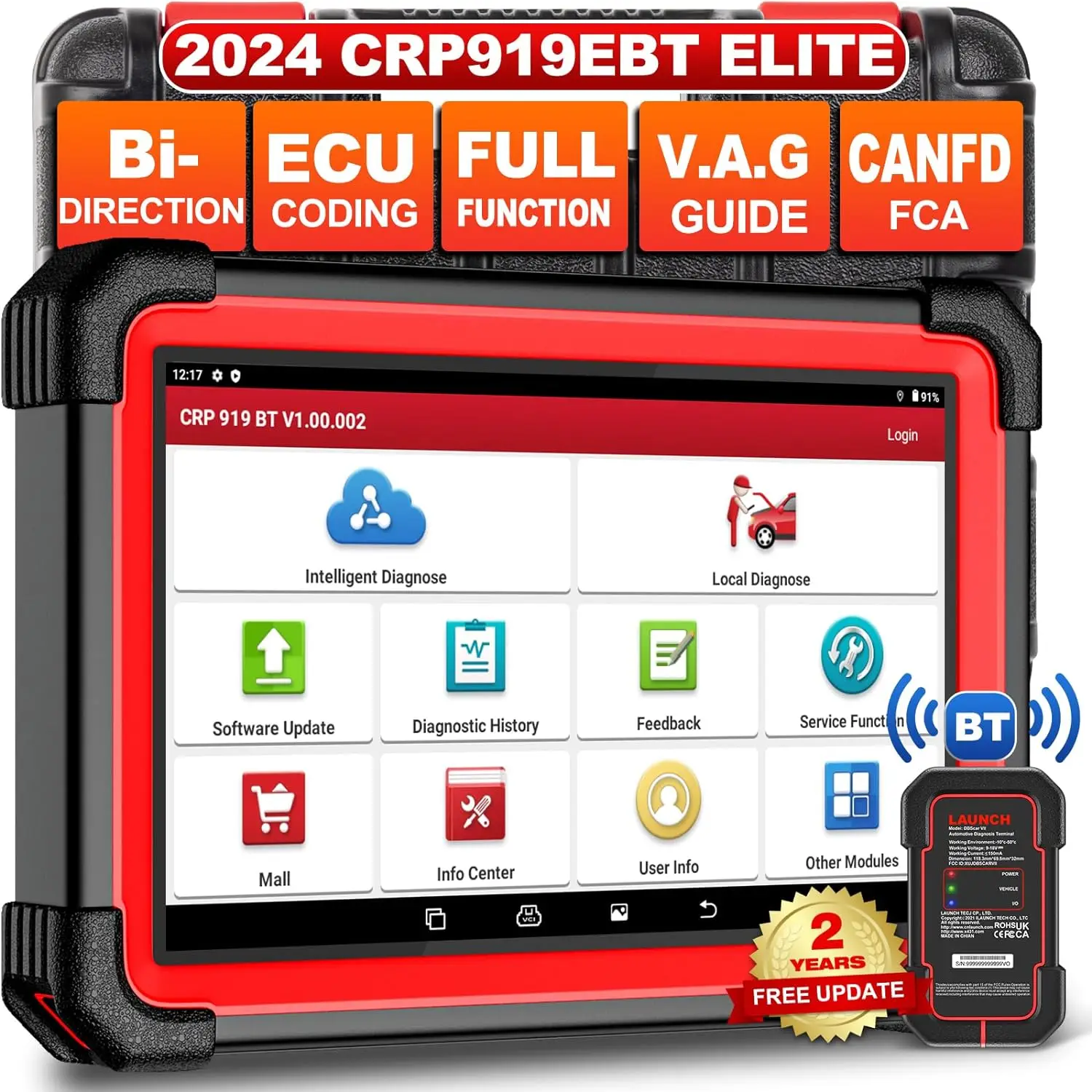2024 Launch X431 V CRP919E BT Automotive Scanner Engine All System OBD2 Diagnostic Tools 31 Resets Lifetime Free Update