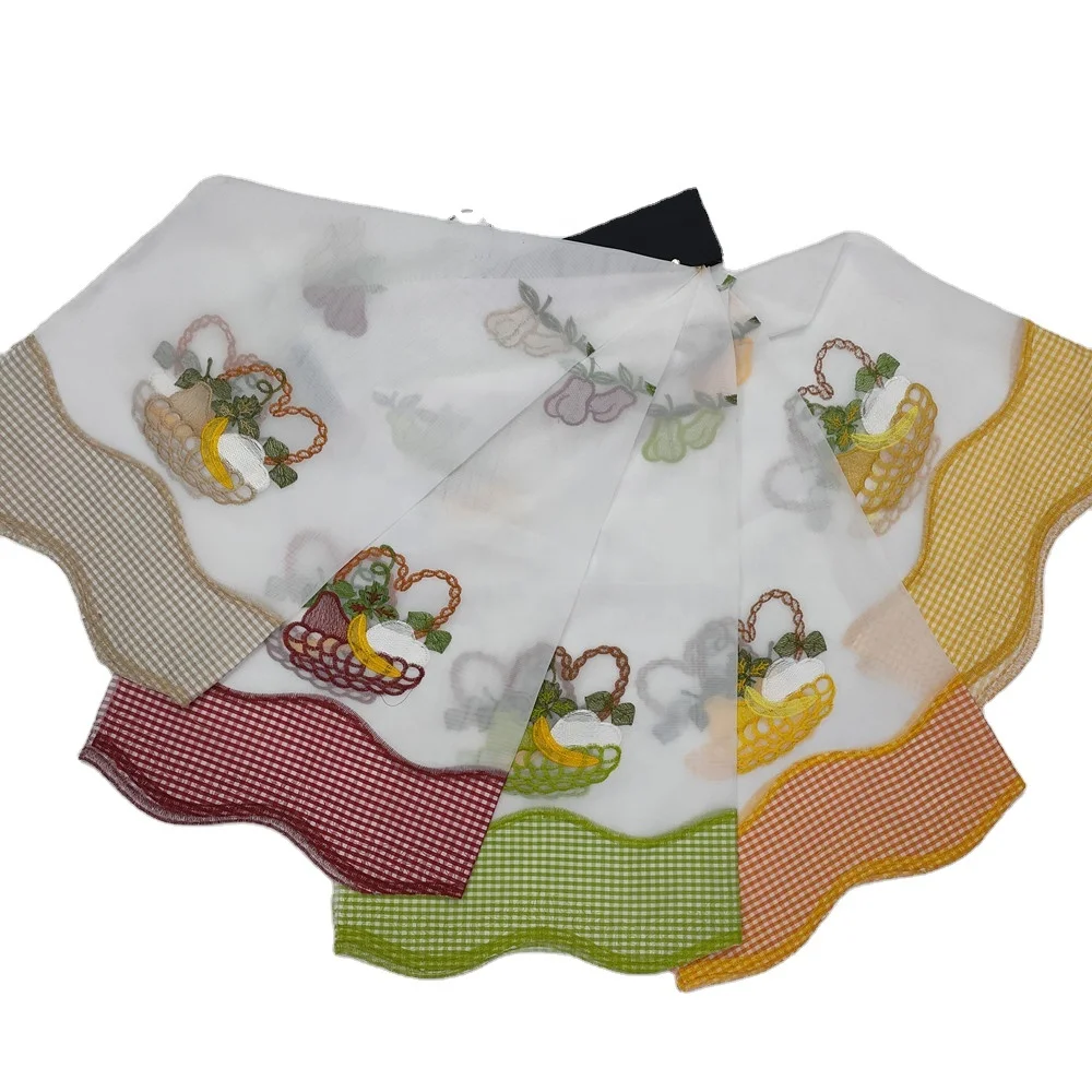 Wholesale new products lace design exquisite embroidery curtain fabric for kitchen