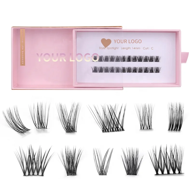 Self Adhesive Diy Lashes Pre Cut Cluster Lashes Kit Volume Individual Segmented Press-On False Eyelashes Kit