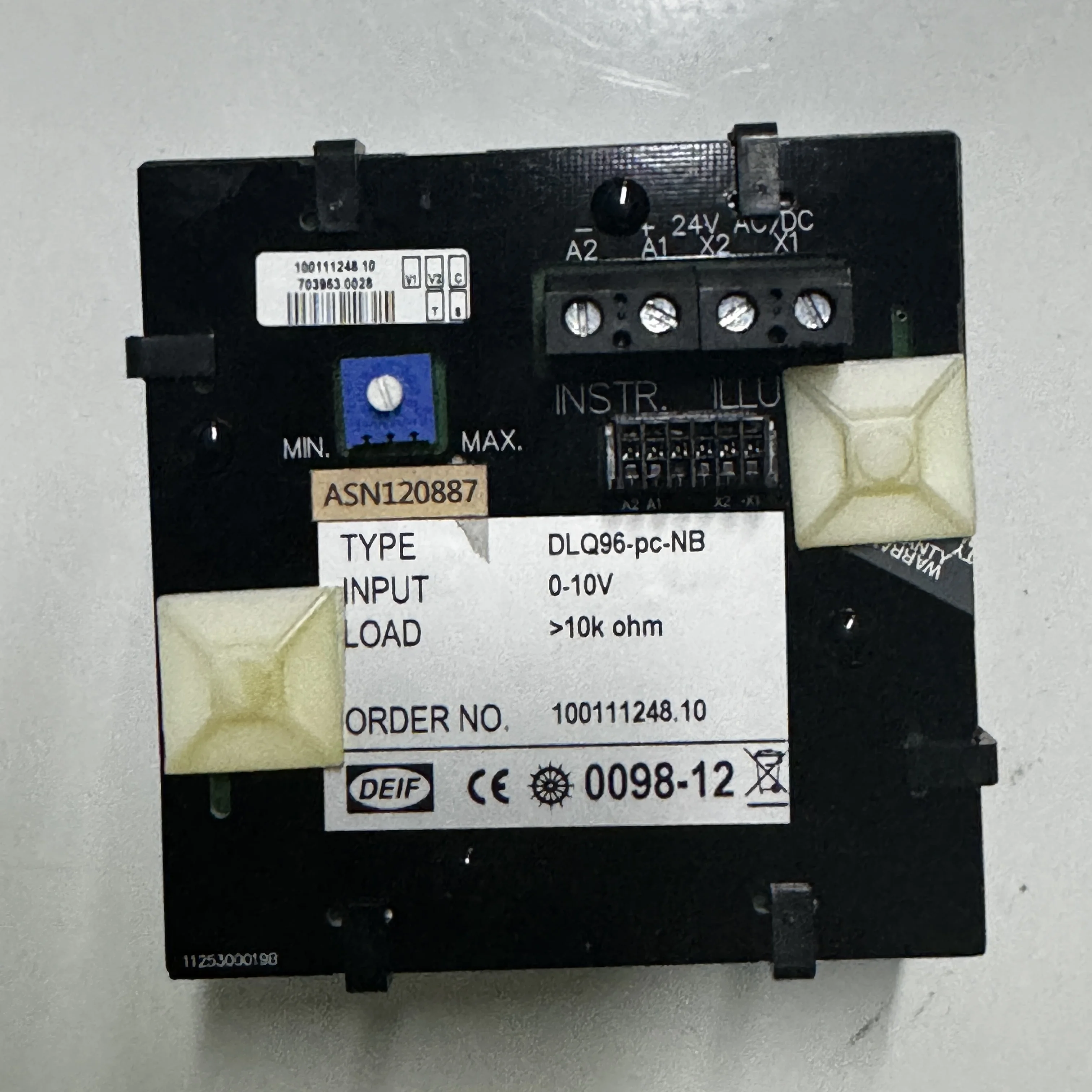 DEIF DLQ96-PC-NB RPM METER 100111248.10 0-10V 0-40bar