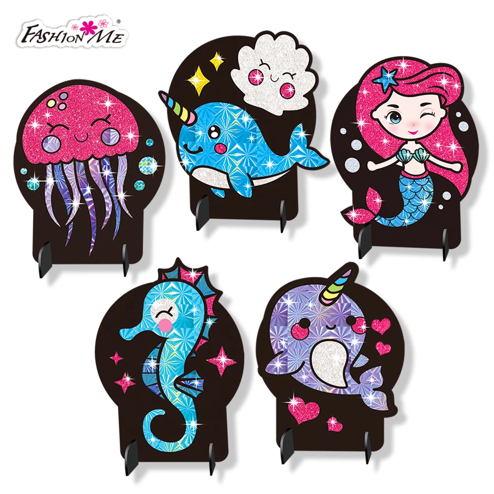 Custom Kids Cartoon Sea Animal DIY Foil Art Painting Set Color Your Own Foil Paste Diy Crafts
