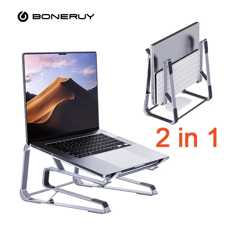 Boneruy Fast Shipping Mini Folding Adjustable Portable Vertical Plastic Aluminum Laptop Stand for Desk Home Office