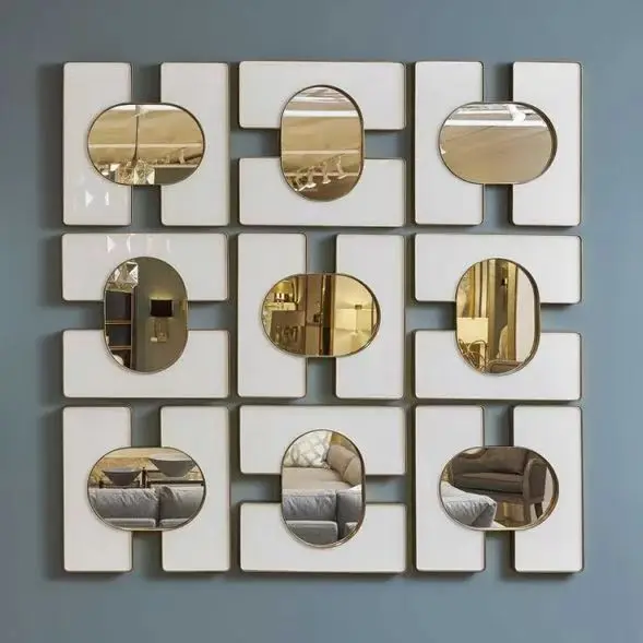 60CM 2024 New Nordic Modern Simple Iron Art Wall Hanging Light Luxury Creative Decoration Mirror Home decor wall dropshipping