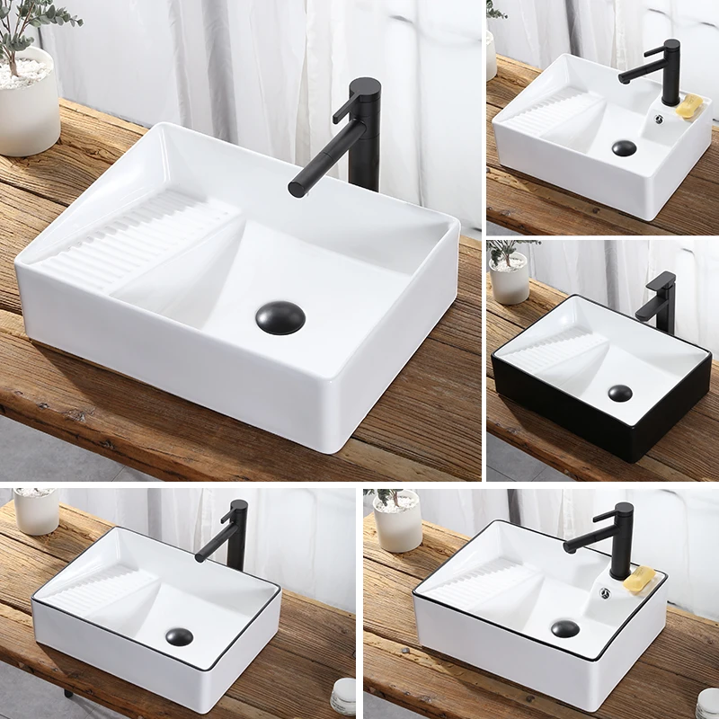 Counter Top Washing Laundry Sink Ceramic High Quality Laundry Room Sink With Wash Board