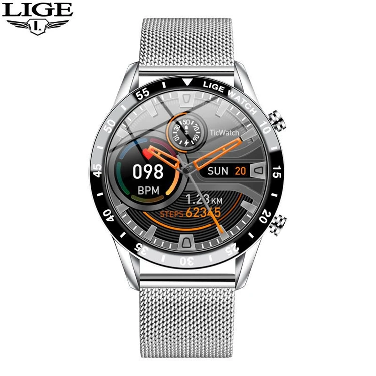 Luxury Brand Lige Mens Full Touch Screen Sports Fitness Watch Suitable For Android IOS Smartwatch