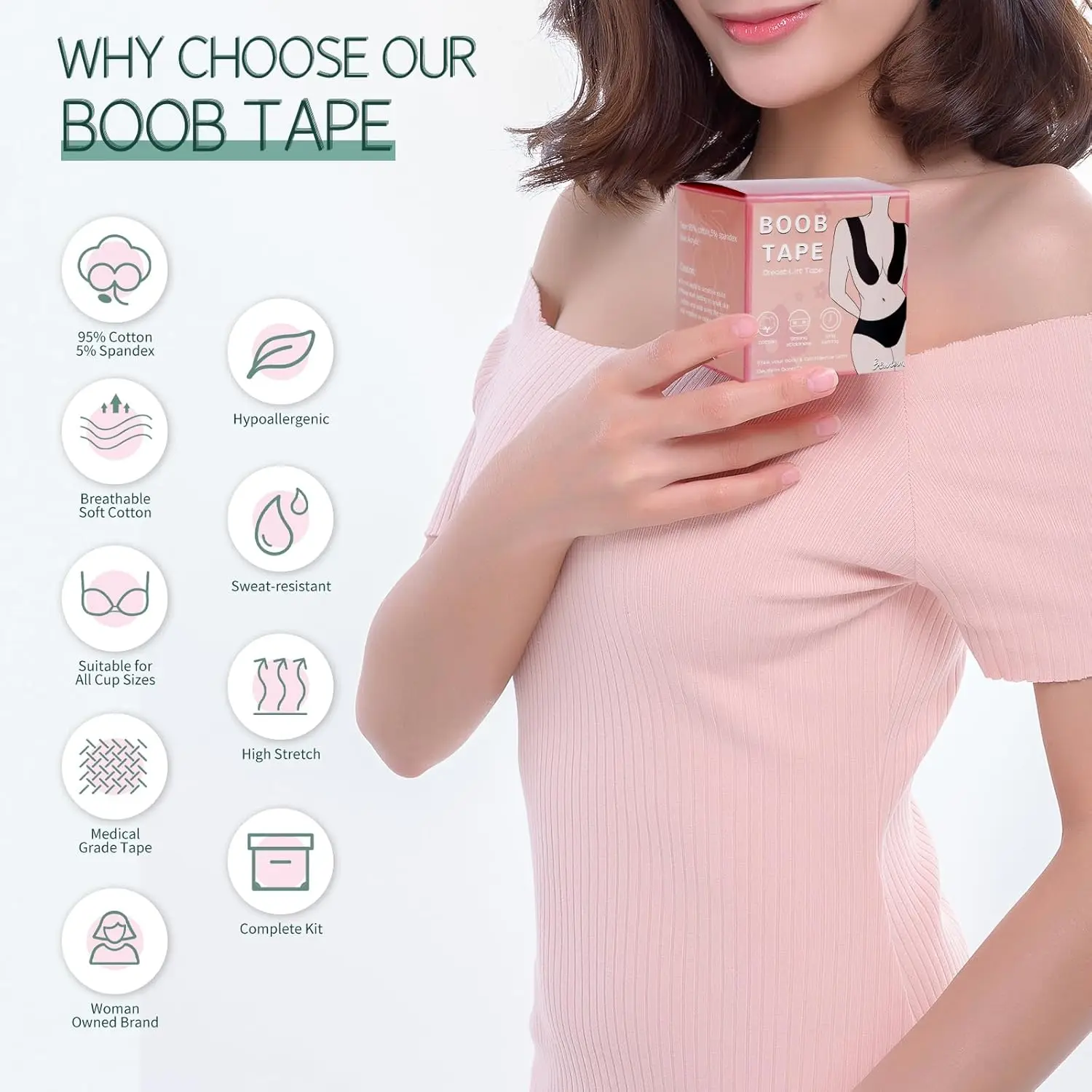 Waterproof Breathable Body Tape DIY Big Size Boob Bra Accessories Adhesive Breast Lift Tape For Womens Coffee Color