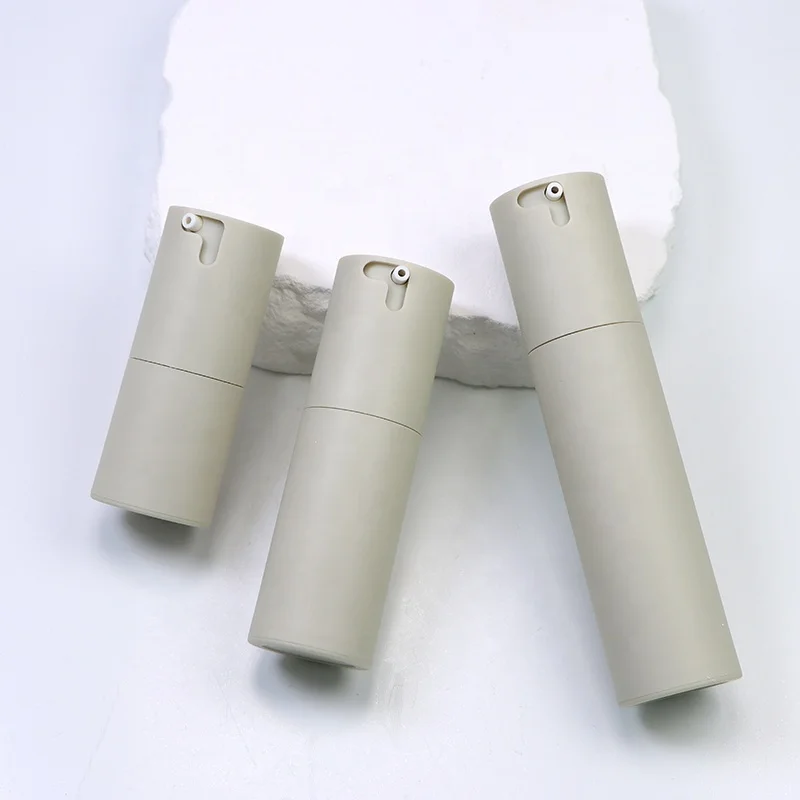 wholesale custom color frosted crimp neck 15ml 30ml 50ml pump cosmetic airless plastic bottle