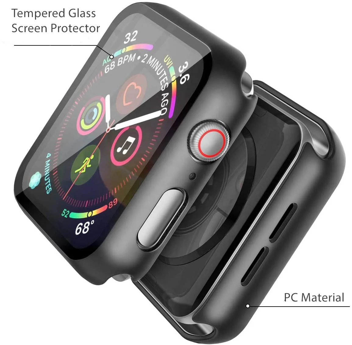 Amazon Горячая продажа новейший резиновый чехол для Apple watch с закаленным стеклом протектор экрана 38 40 42 44