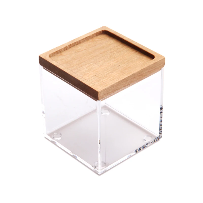 Cheap Clear Square Acrylic Storage Box With Wood Lid