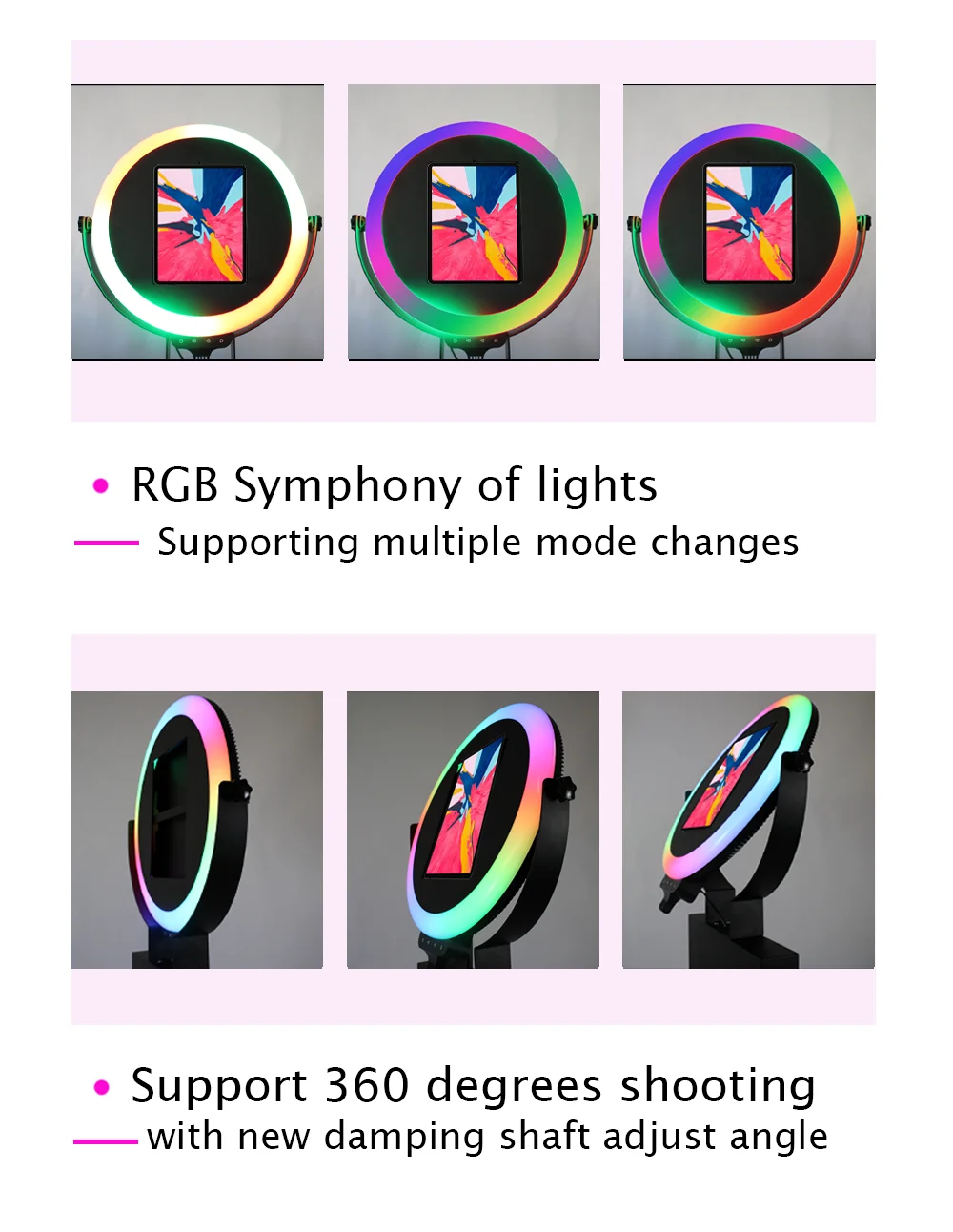 Hot Sales IPad Photobooth Wedding or Party photo booth shell 12.9 inch Photobooth 3D Ring Light Lcd Selfie Photo Booth