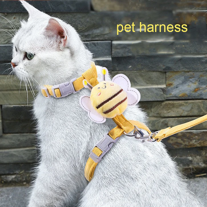Cat Harness Leash Collar Set Adjustable cute Bee for Small Medium Pet dog Harnesses leash set Outdoor Walking