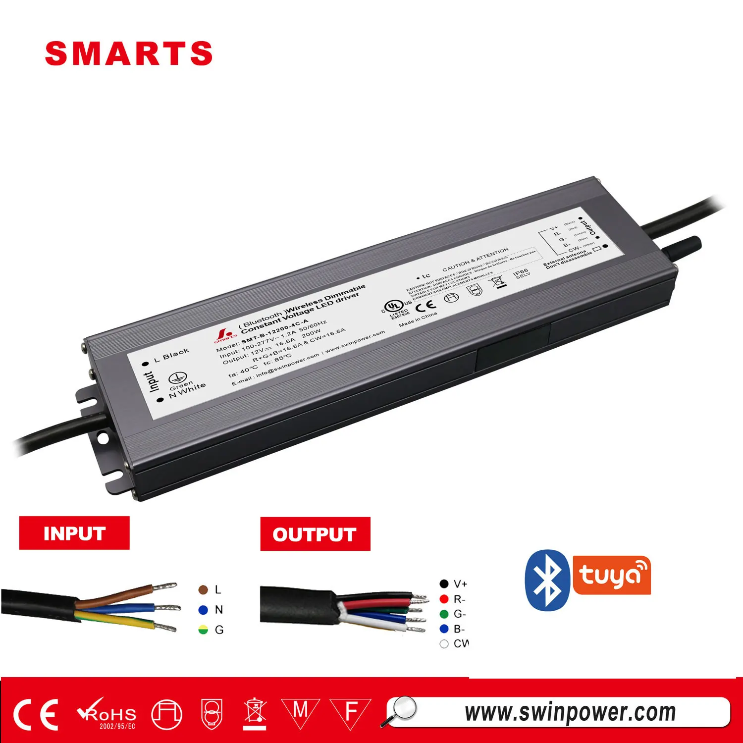 110 В 220 ac to12vdc Bluetooth водонепроницаемый 200 Вт Диммируемый Светодиодный драйвер для RGB Светодиодные полосы