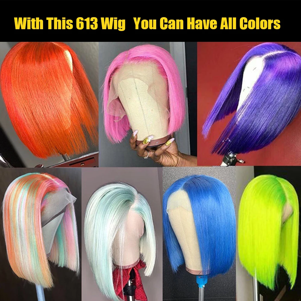 
JP 100% cuticle aligned Bob brazilian human hair lace front wig with baby hair,remy 613 transparent lace frontal human hair wigs 