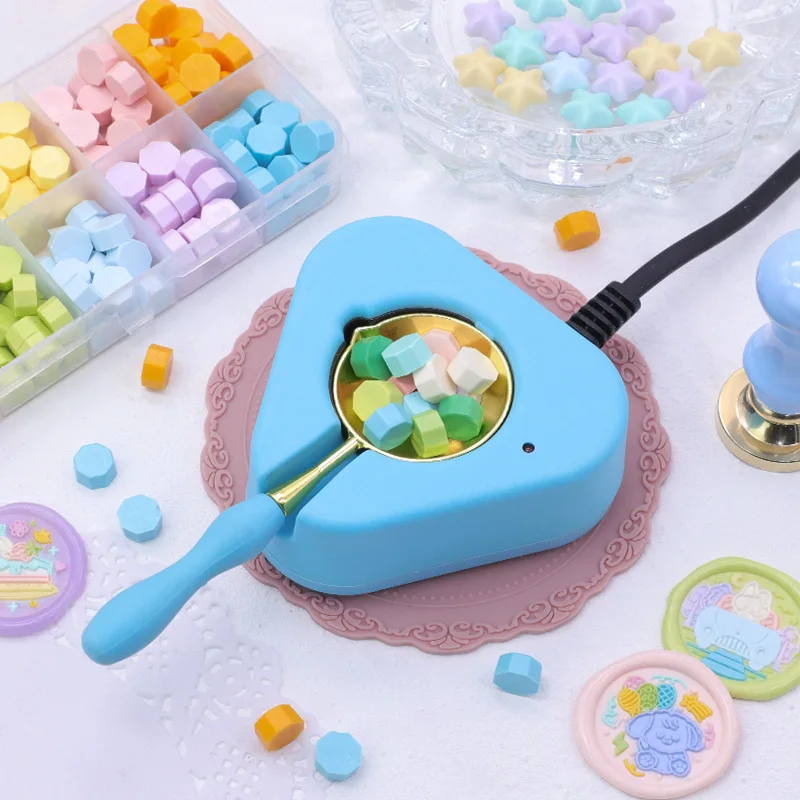 Handmade DIY Lacquer Stamp Set Electric Melting Furnace Wax Bead Melting Furnace Spoon Handle Pad Stamp Head Envelope Sealing