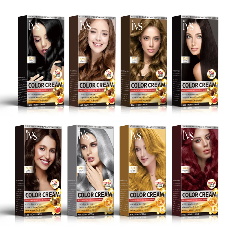 IVS China Professional Hair Dye Product Factory Price Salon Use Wholesale Hair Color Cream with No Ammonia Hair Dye Brands