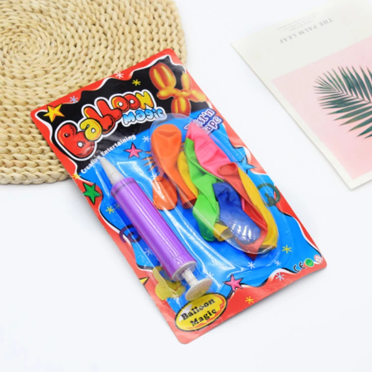 Suction card loaded long strip balloon set with pump cute decoration birthday party balloon children magic gas