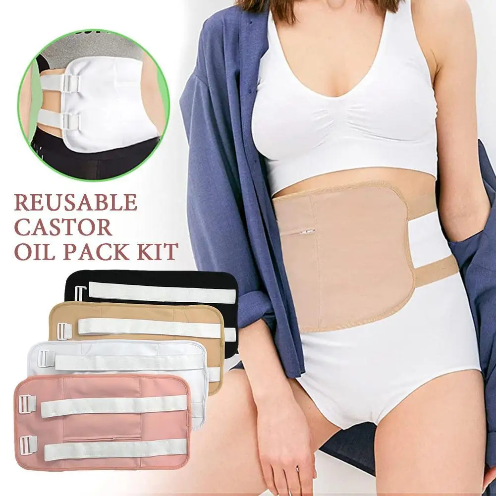 castor oil pack Organic Compression Wrp  Adjustable strap pads cotton flannel around breast stomach wrap HH